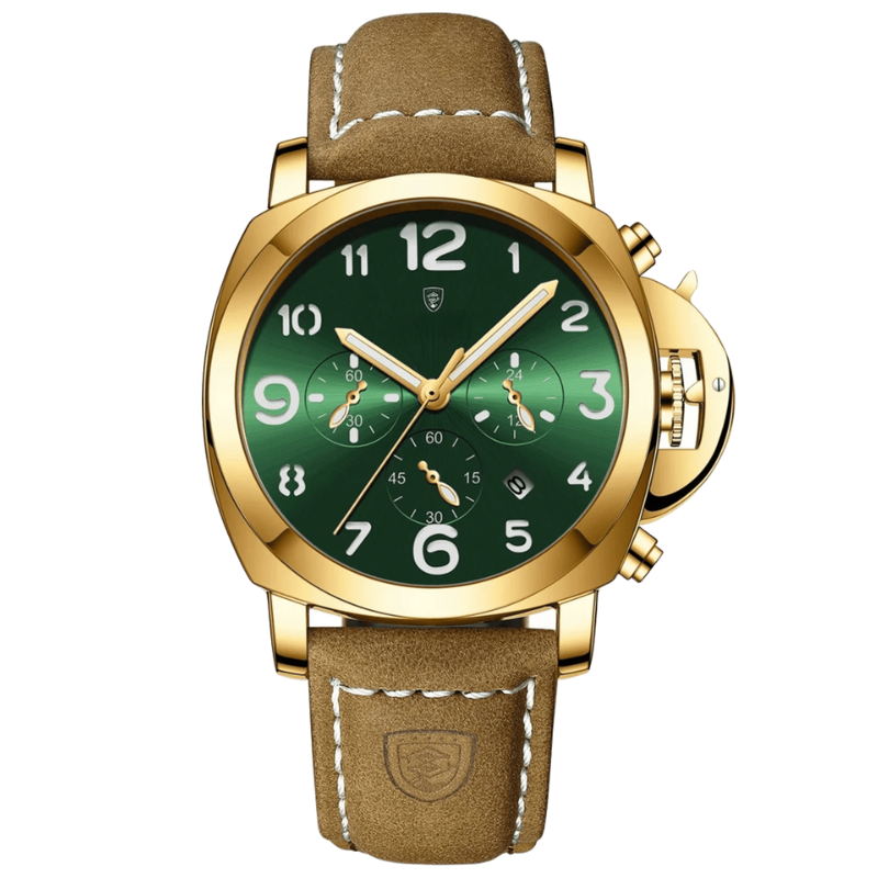 herren-uhr-lemans-gold-grün