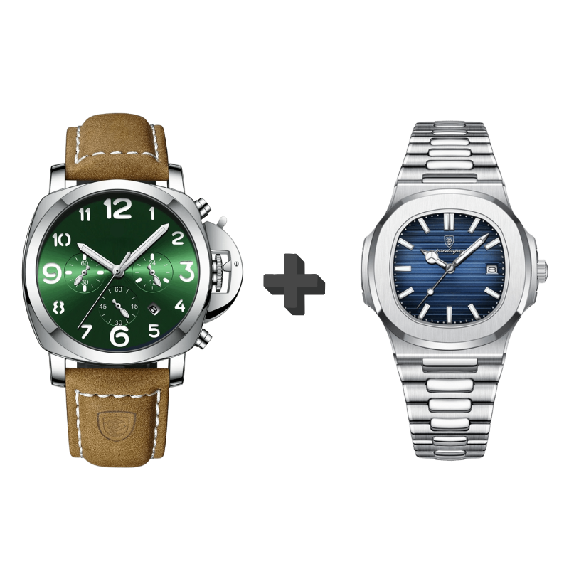 herren-uhr-lemans-und-nautaire-silber-grün